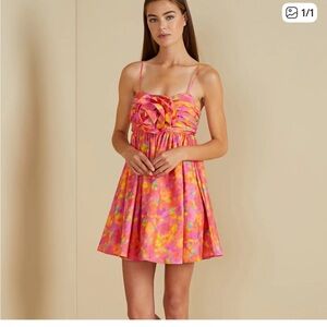 AMUR Pink and Orange Floral Dress